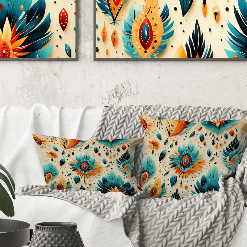 Artistic Nomad Boho Pattern Earth Tones - Boho Printed Throw Pillow, 18"H x 18"W