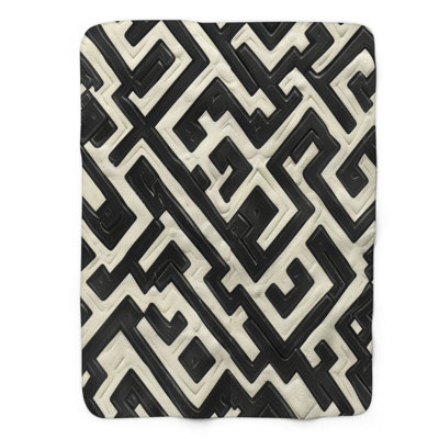 Black & White Matrix - 1 Piece Premium Sherpa Blanket