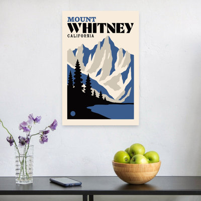 Mount Whitney California Retro Serene Vintage Pine Tree Forest Landscape Wall Art Print 1 Piece Wrapped Canvas Wall Art