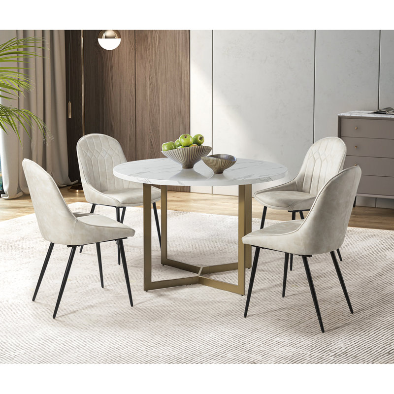 Ensemble repas pour 4 personnes Asiel, Blanc / gris, Beige / noir