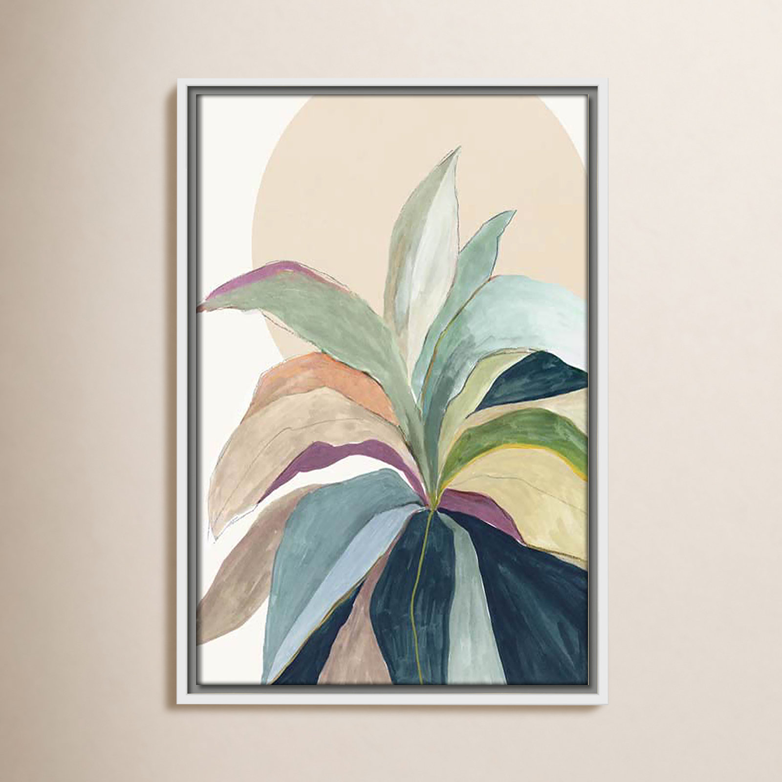 Byer "Sunny Bright Leaves II" Print by Asia Jensen, No Mat, White Floater Framed, 19.5" H x 13.5" W x 2" D