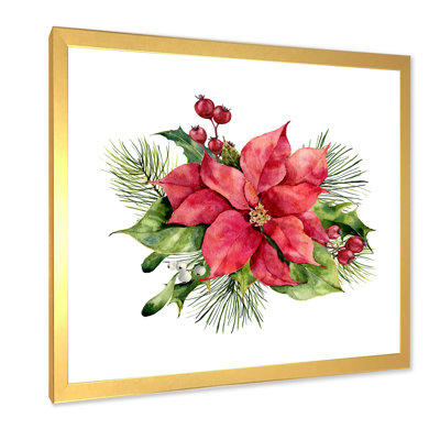 «Holly Mistletoe Berries and Christmas Fir Branch I», peinture sur toile