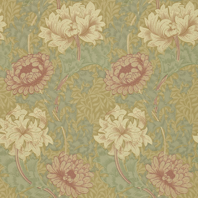 Chrysanthemum 10.05m x 52cm Matte Wallpaper Roll, Green