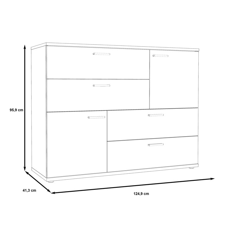 Blair 124.9cm W 4 - Drawer Chest of Drawers, Grey/White