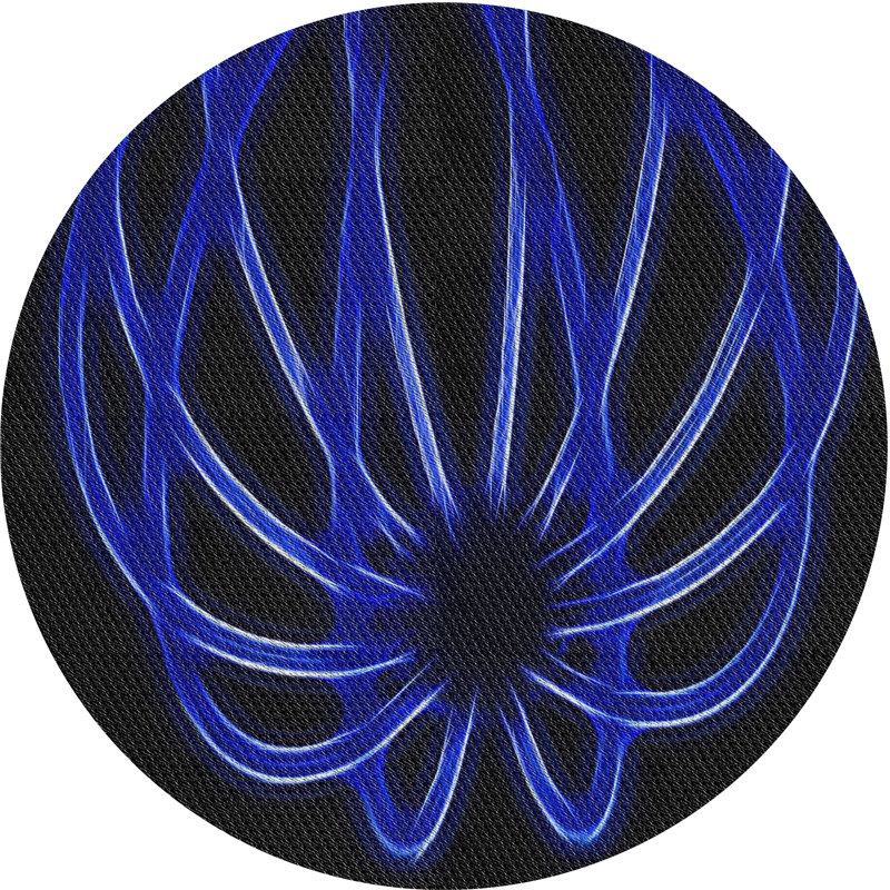 Laine tissée à la machine à motifs géométriques et polyester bleu marine/noir Tapis décoratif, Rond 8 pi
