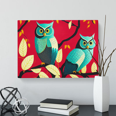 Art Deco Owls - Wrapped Canvas