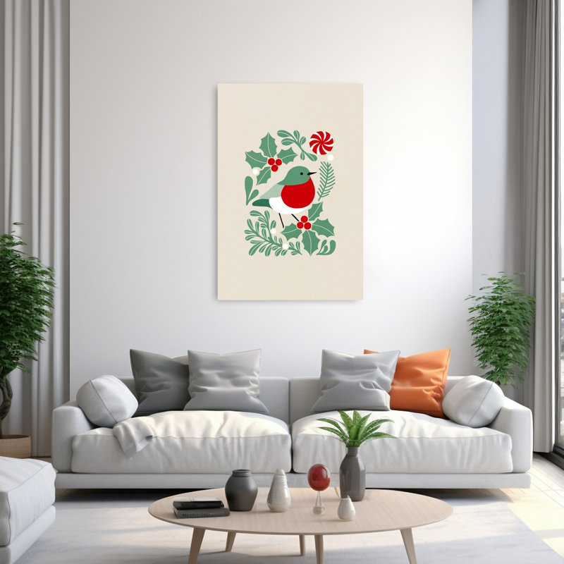 1 Piece Wrapped Canvas Wall Art, 152.4cm H x 101.6cm W, Green/Red