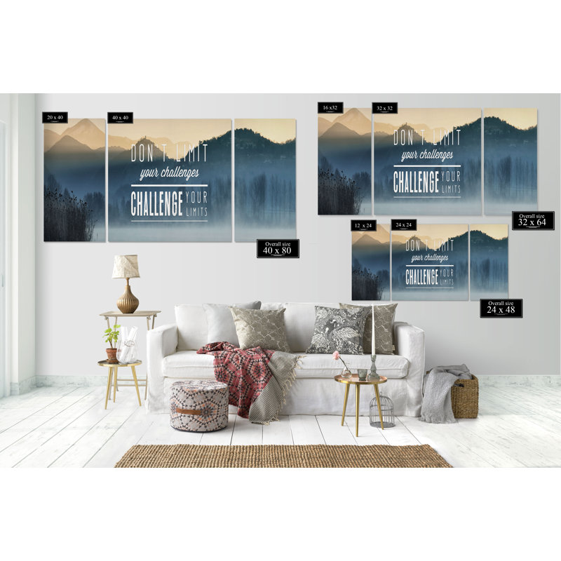 « challenge your limits your limits », reproduction d’art sur toile de qualité supérieure, H 40 po x l 80 po x P 1,5 po