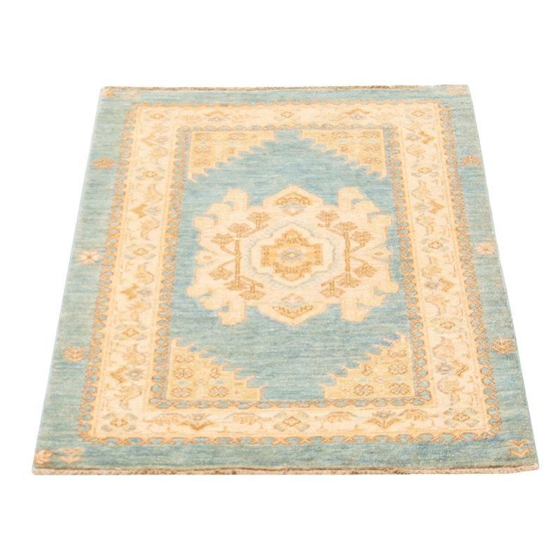Tapis bleu ciel Peshawar Oushak 3 pi 1 po x 4 pi 5 po