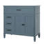 Meuble-lavabo autoportant bleu de 36 po, lavabo encastré en bois massif et en céramique, une armoire, deux tiroirs, poignées en métal, mélange de revêtement antitache, noir rétro lisse facile à entretenir