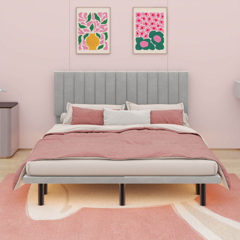 Keraghan Upholstered Platform Bed, Gray