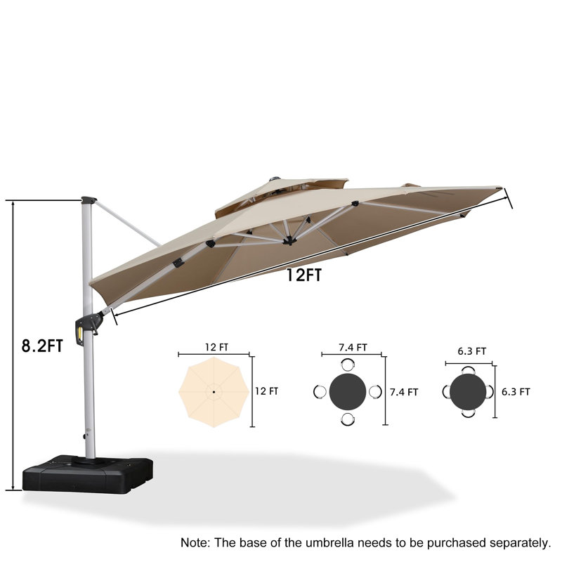 Felipe 365cm Cantilever Parasol, Beige