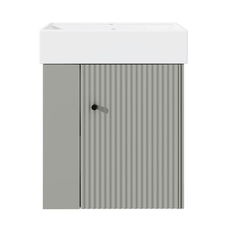 Meuble-lavabo mural 21,6 pouces avec évier et rangement ouvert à gauche, Grey