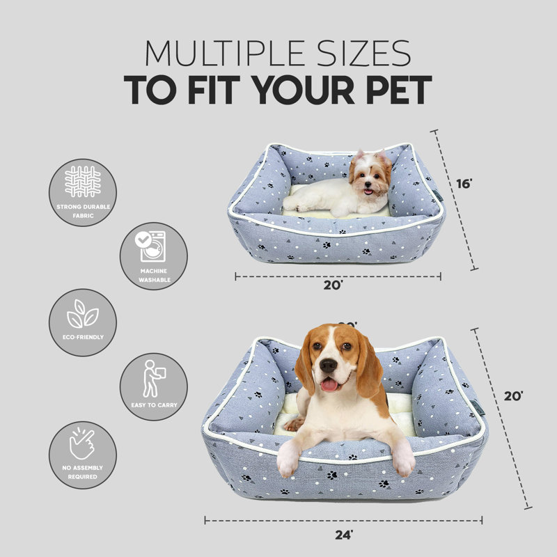 Elois Polyester Pet Bed, 8" H x 24" W x 20" D, Gray