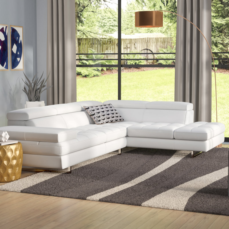 Upholstered Sectional, Right Hand Facing, Red Genuine Leather