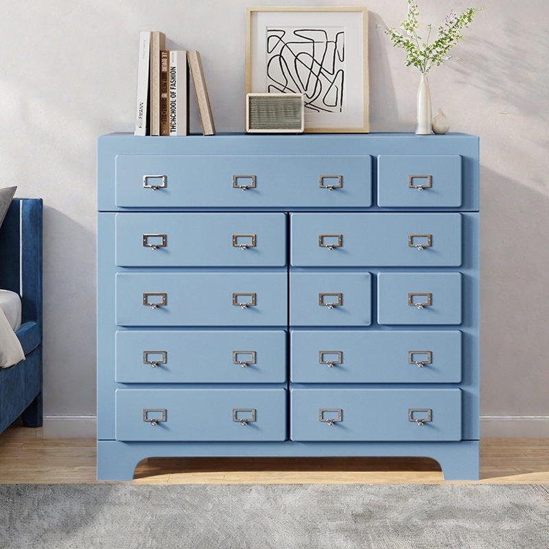 Buffet moderne 2 tiroirs 2 portes, Bleu