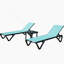 Chaise longue d'extérieur en aluminium avec table d'appoint, dossier réglable à 5 positions et roues pour la détente sur le patio, la plage et la piscine