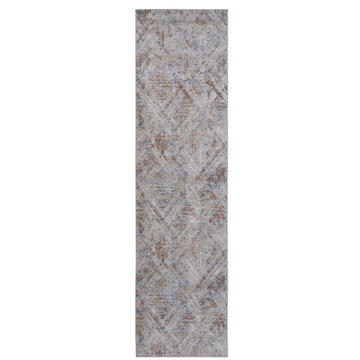 Beige/Geometric Non-Linting Stain Resistant Area Rug
