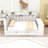 Full-Size Daybed with Built-in Storage, Desk, LED Lighting, and Charging Station-478221882
