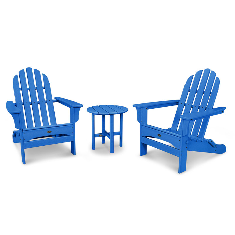 Ensemble Adirondack pliant POLYWOOD avec table d'appoint Cape Cod, Bleu pacifique