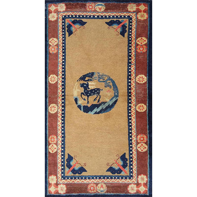 Tapis antique à motif de rennes chinois