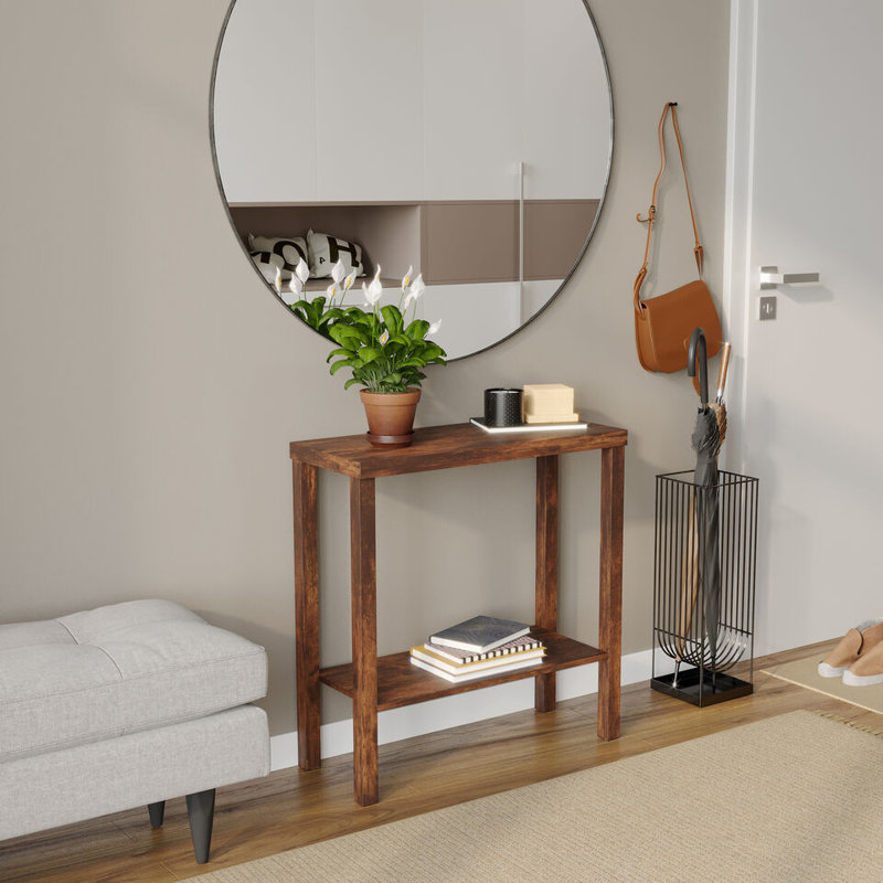 Tahesia 180.34cm W Solid Wood Bedside Table, Rustic Brown