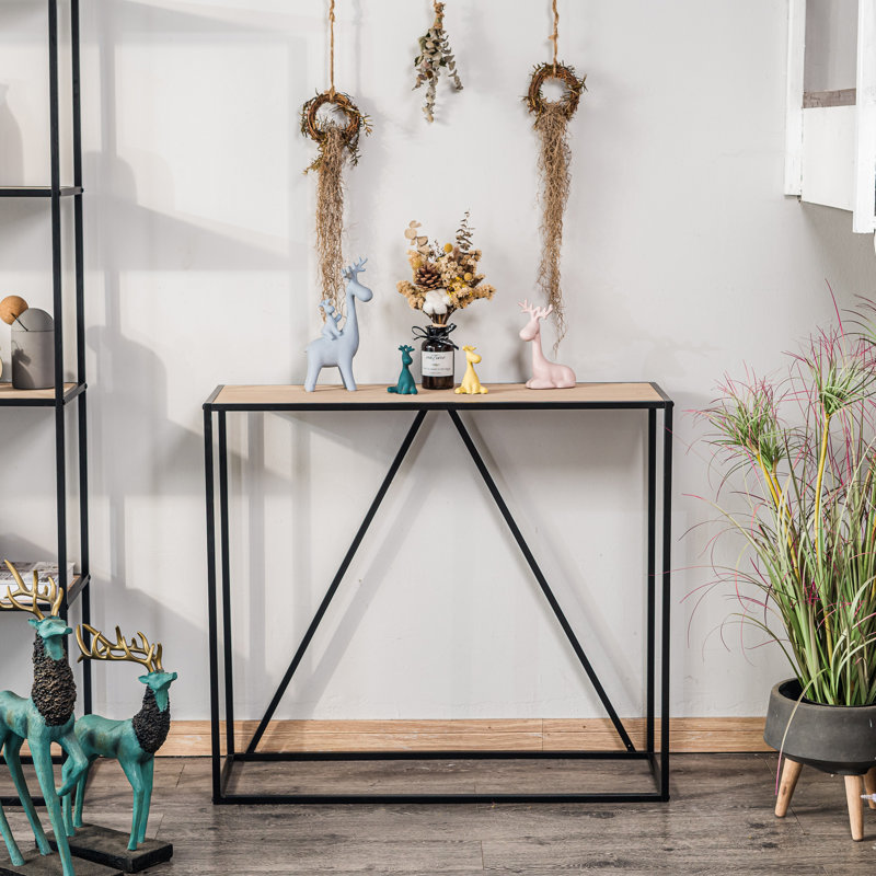 Schade Industrial Metal Console Table, Brown