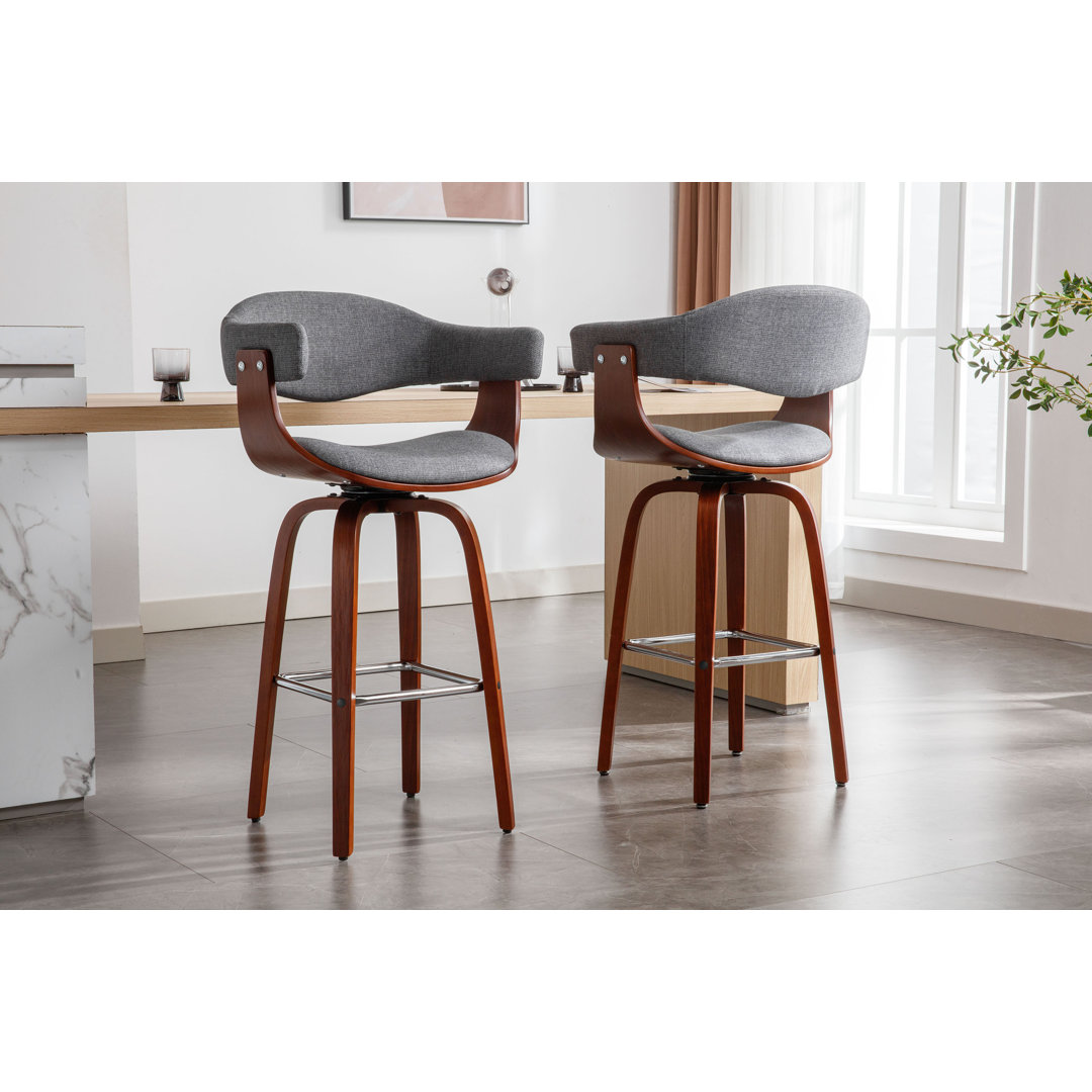 Keisha Swivel Fabric Mid-Century Stool (Set of 2) Corrigan Studio® Seat 