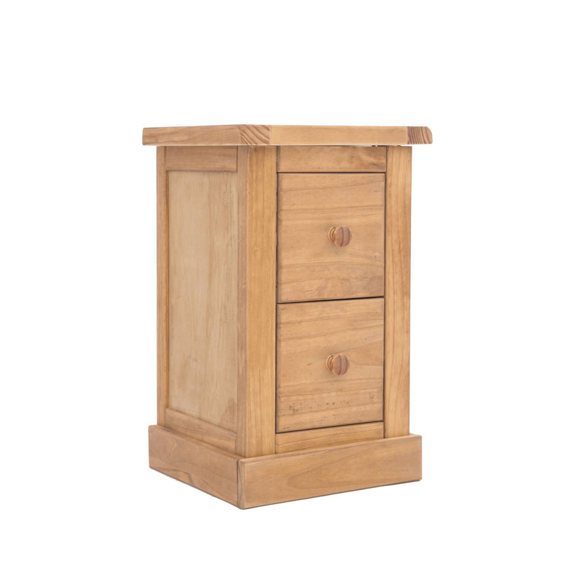 35cm W Solid + Manufactured Wood Bedside Table, Wood Knob, Waxed