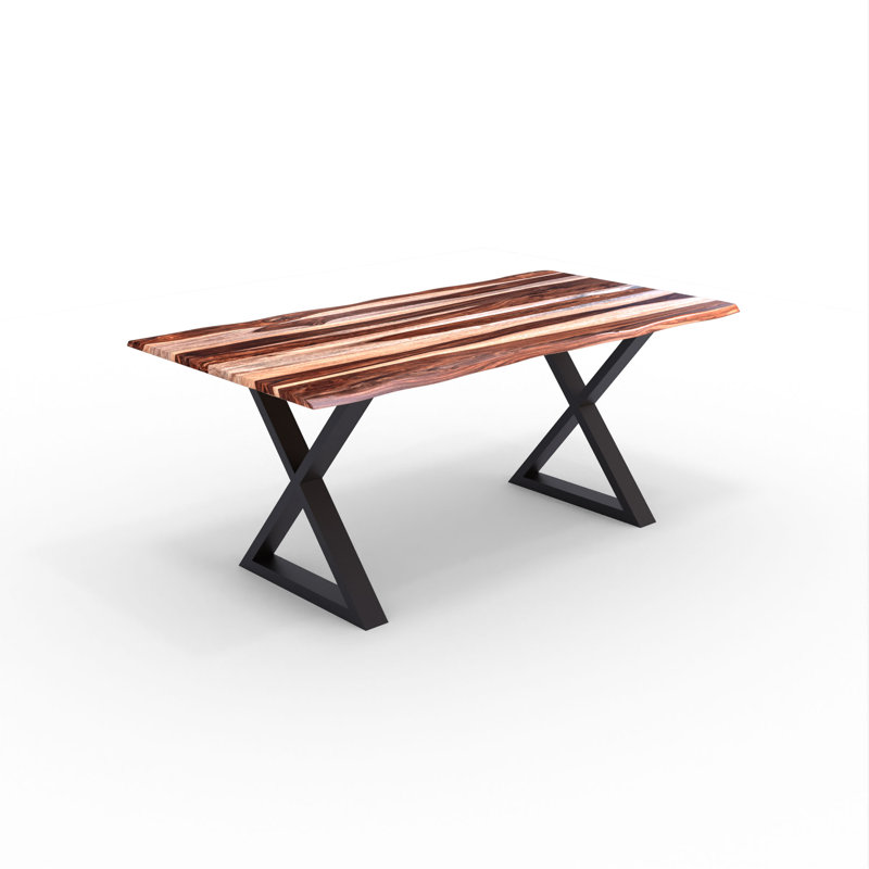 Table de salle à manger à double piédestal, Bois de sheesham, Black, 30" H x 67" W x 36" H