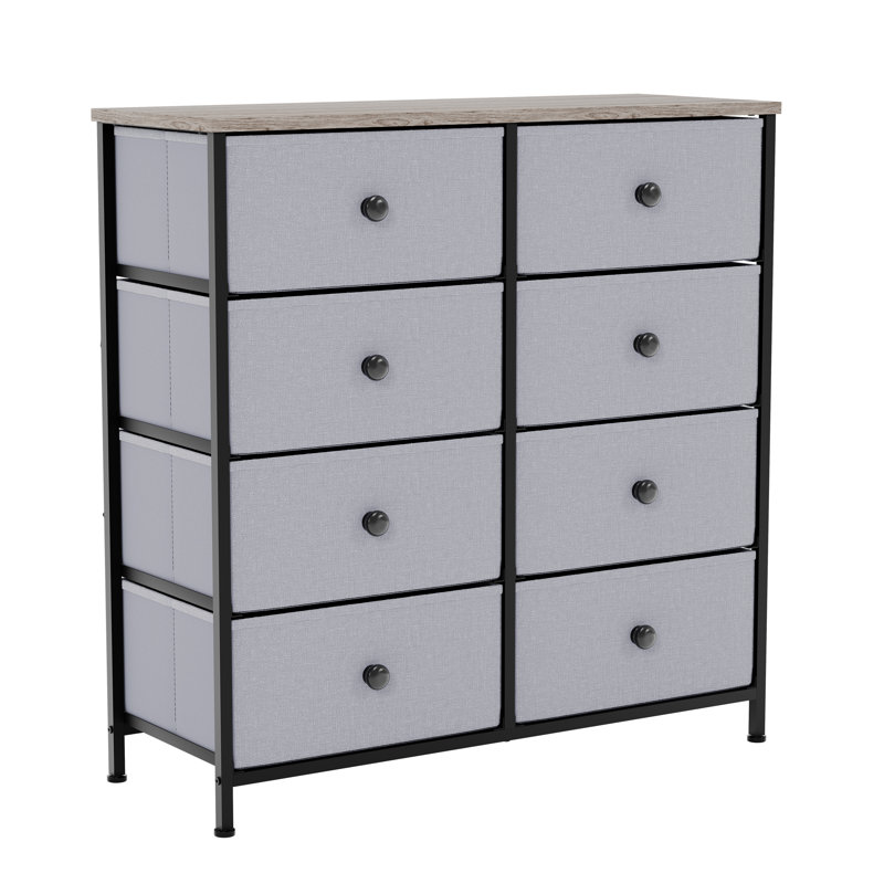 Chorley 8 Drawer Fabric Drawer Chest UKFR Certified, Beige/Grey