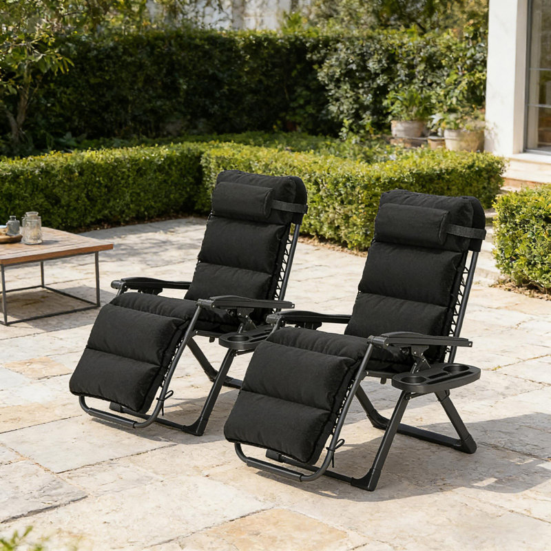 Ensemble de chaises longues inclinables et pliantes pour l'extérieur