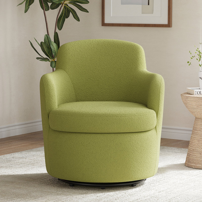 Fauteuil demi-tonneau pivotant à 360 ° Modern, fauteuil d'appoint Boucle, canapé simple rembourré, Vert