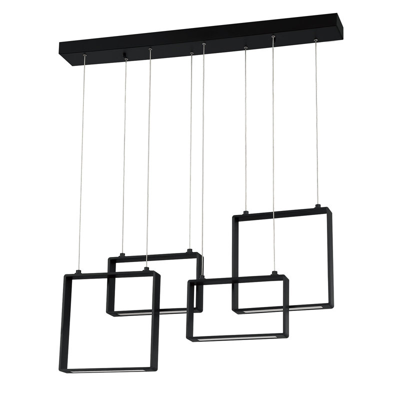 Luminaire suspendu 4 lumières DEL Zackrey, Noir