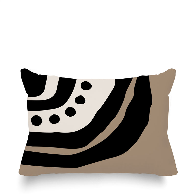 Sofi Minimalist Reversible Indoor/Outdoor Lumbar Pillow, 14"H x 20"W, Beige