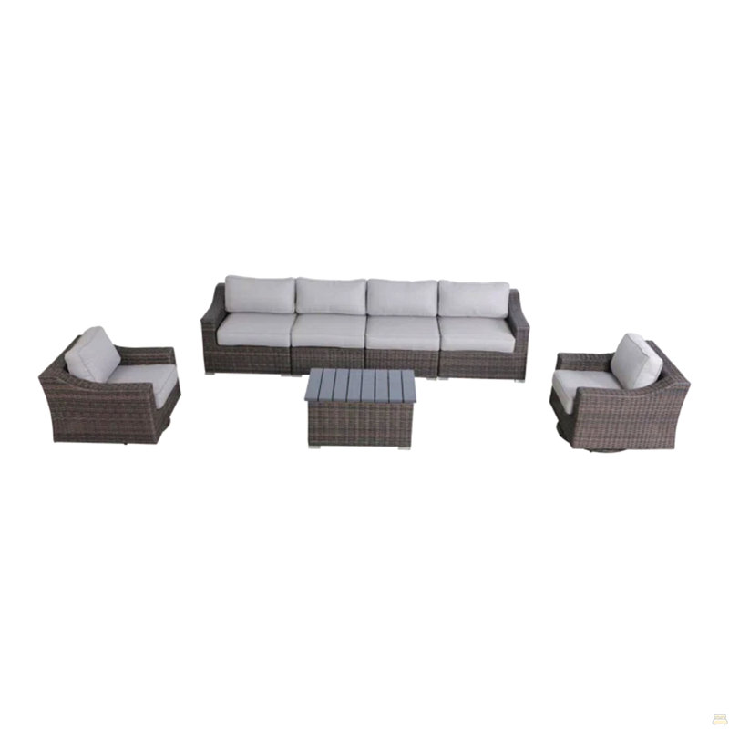 Ensemble de canapé de patio en osier 6 pièces avec coussins entièrement assemblé