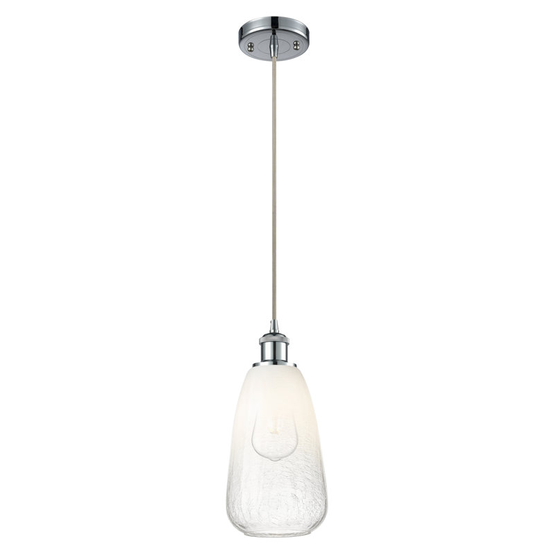 Mini-luminaire suspendu à cordon 1 lumière 6 "Ballston - Laken, Opale, Chrome poli