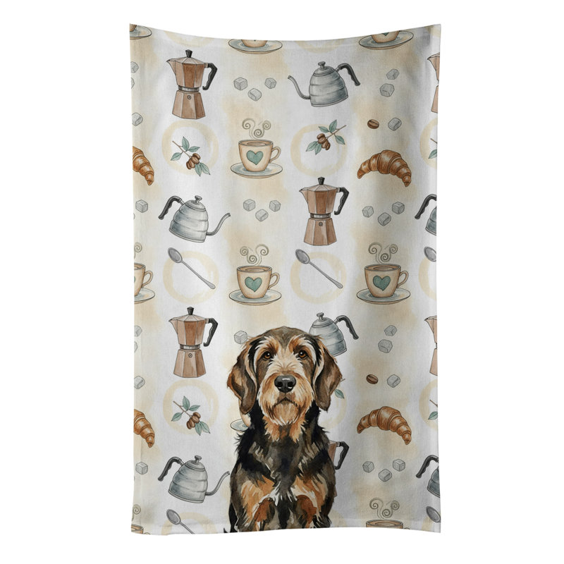 Black and Tan Otterhound Coffee Bar Kitchen Towel, Black and Tan Otterhound