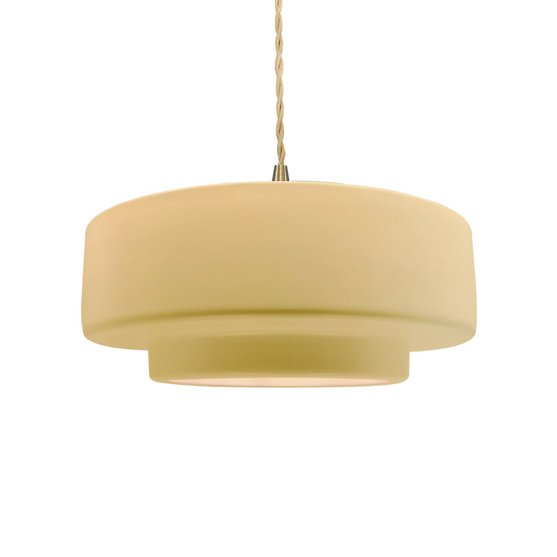 Luminaire suspendu à 1 lumière Meydan, H 5,25 po x l 14,5 po x P 14,5 po, Jaune atténué, Laiton brossé