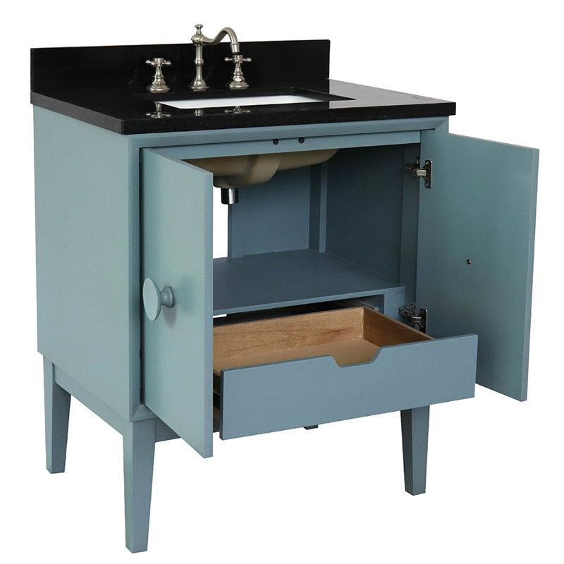 Ensemble de meuble-lavabo simple 31 po Crumley, Bleu aqua / noir galaxie
