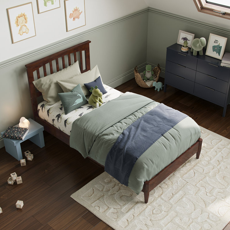 Aritra Solid Wood Low Profile Platform Bed, Twin, Walnut