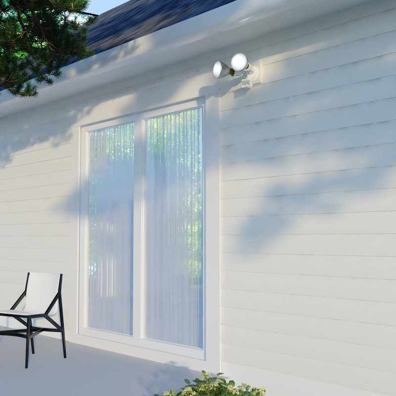 White Dual Head Motion Sensor Outdoor Security Flood Light