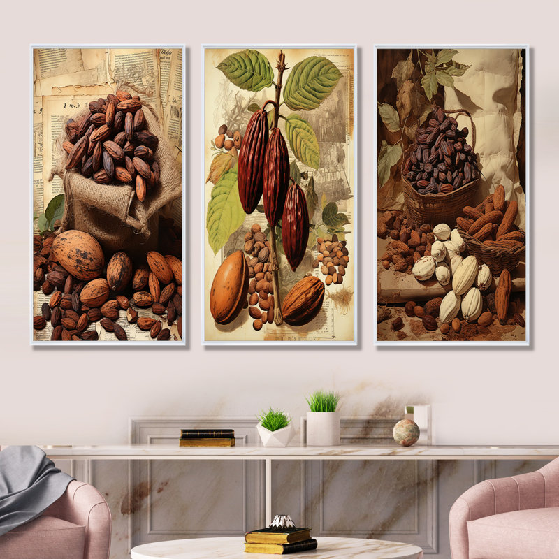 Velours cacao rétro, H 28 po x l 36 po, Cadre flottant blanc