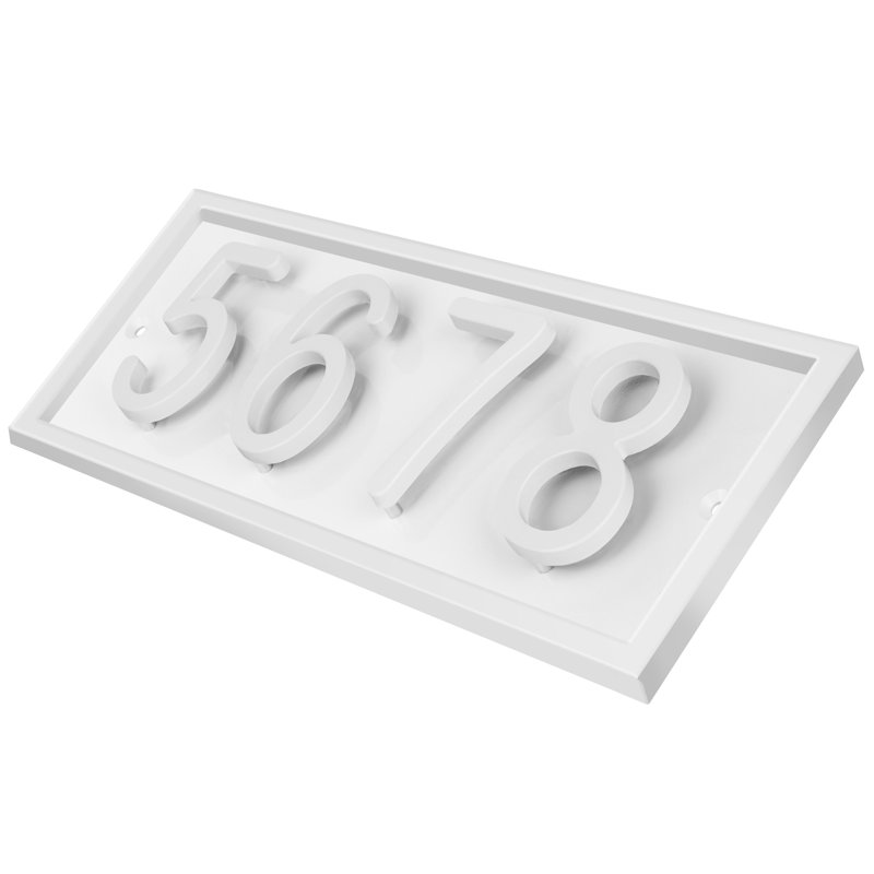 Plaque d'adresse horizontale flottante en aluminium Royal Shade, Blanc, Oui, Blanc