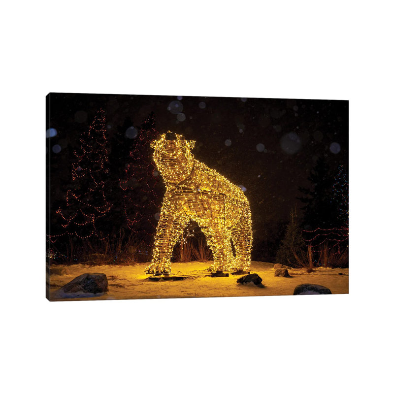 Polar Bear Christmas Lights by Nik Rave - Wrapped Canvas Print, 66.04 cm H x 45.72 cm W x 3.175 cm D