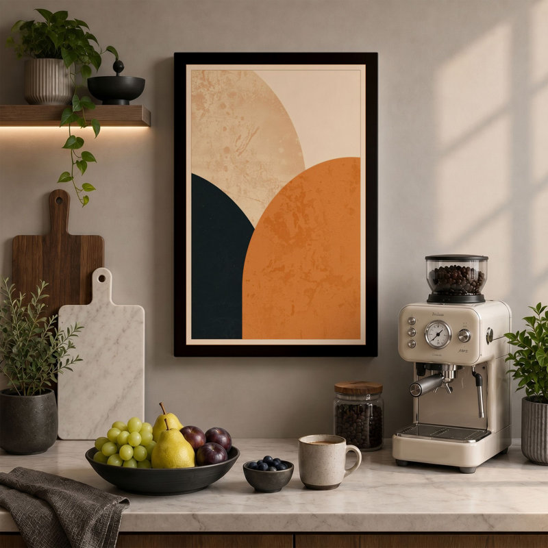 Arches Contemporary Minimalist 1 Piece Wrapped Canvas Wall Art, 18x12 - 45.7 x 30.5 cm, Teal Border