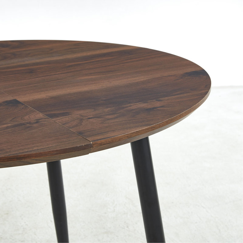 Table extensible, table de salle à manger, table de bureau, table basse, pieds en métal noir, plateau couleur noyer, 100/140/180 × 100 × 75 cm