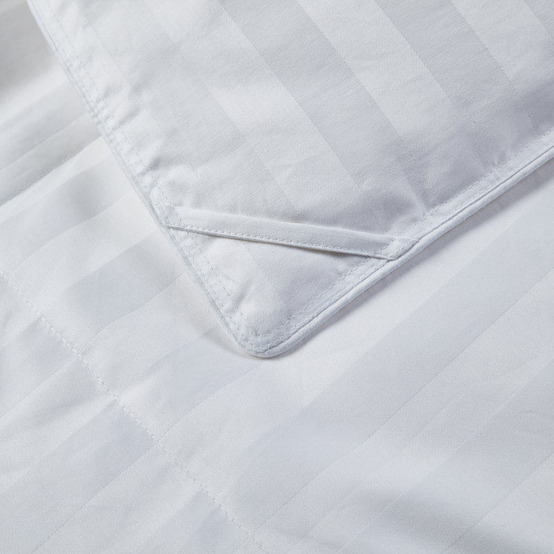 Damask Stripe 100% US Grown Cotton Hungarian Goose Down Comforter - All Seasons, Full/Queen
