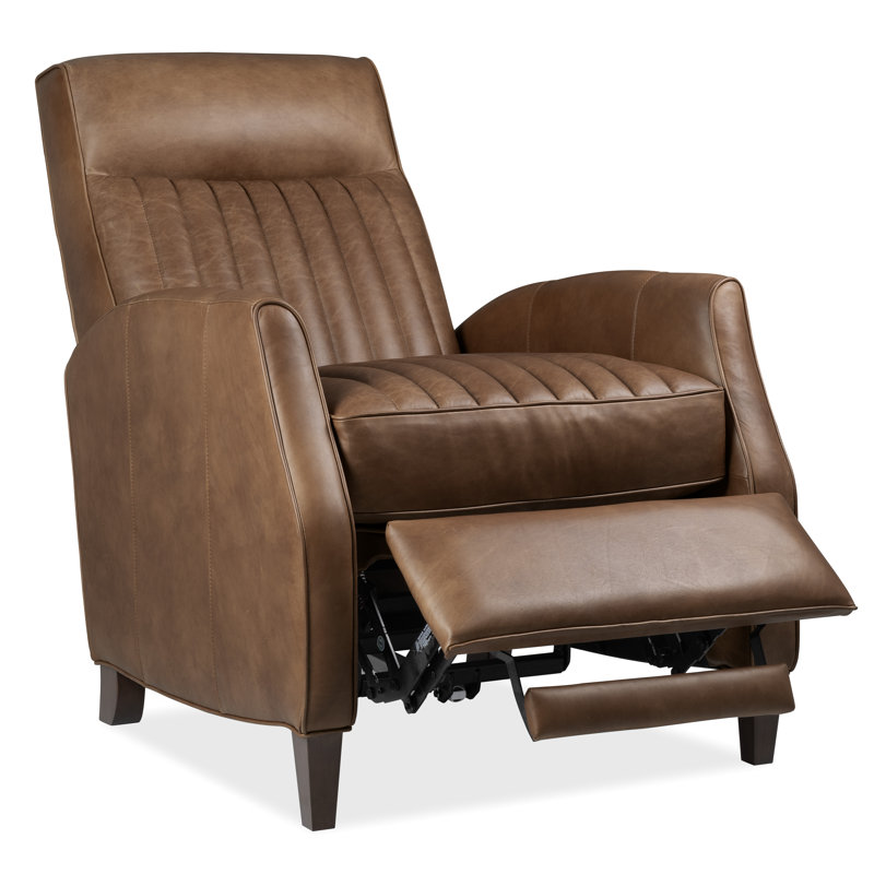 Denver Push Back Recliner, Brown Top Grain Leather