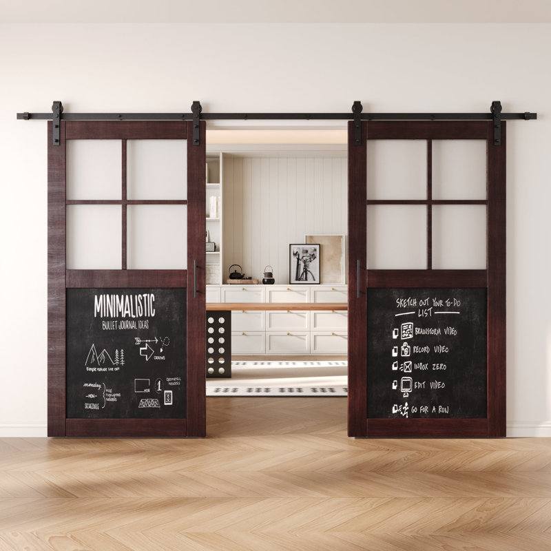 Portes de grange non assemblées et finies avec tableau noir de 30 po x 80 po Homacer Red Homacer, 30" X 80"